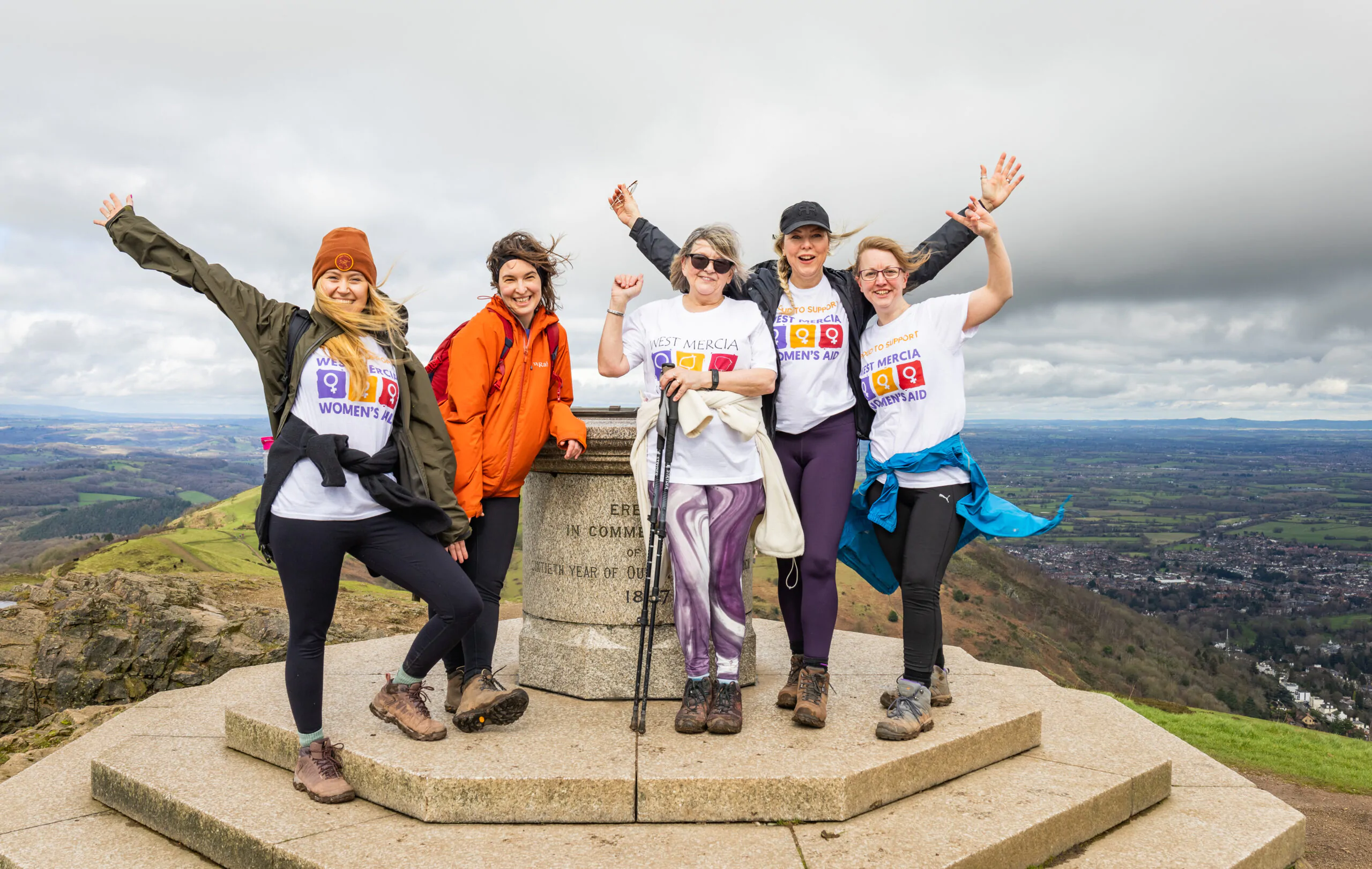 In support of West Mercia Women’s Aid, a determined group of fundraisers took on the full length of the Malvern Hills, covering 9 miles and tackling 15 peaks with over 6,000ft of elevation gain.